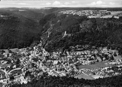 AK, Bad Liebenzell im Schwarzwald, Luftbildtotale, um 1968