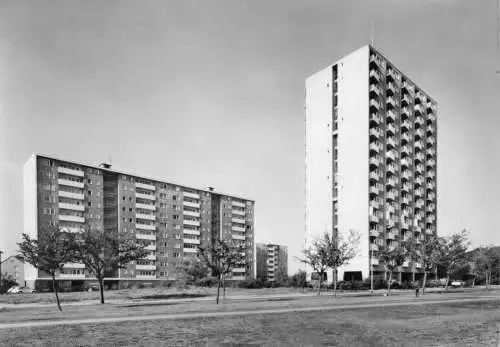 Ansichtskarte, Berlin Westend, Hochhäuser am Ruhwaldpark, Meiningenallee, um 1975