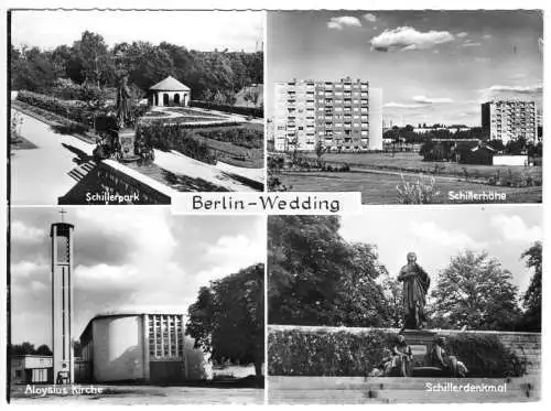 Ansichtskarte, Berlin Wedding, vier Abb., um 1960