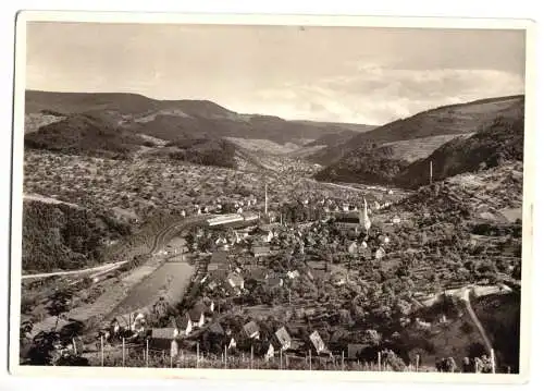 Ansichtskarte, Gernsbach im Murgtal, Gesamtansicht, Landpoststempel, 1952