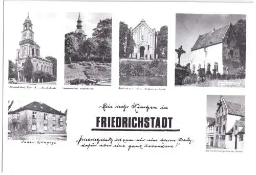 Ansichtskarte, Friedrichstadt, Die sechs Kirchen der Stadt, um 1980