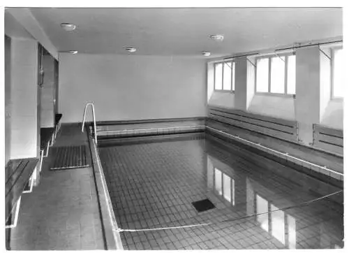 Ansichtskarte, Mosbach Baden, ÖTV, Michael-Rott-Schule, Schwimmbad, um 1961