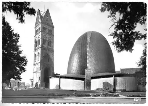 Ansichtskarte, Düsseldorf, St. Rochus, Alter Turm un neue Kirche, 1965