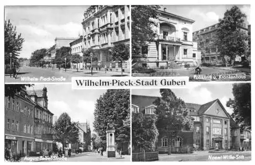 Ansichtskarte, Wilhelm-Pieck-Stadt Guben, vier Abb., 1961