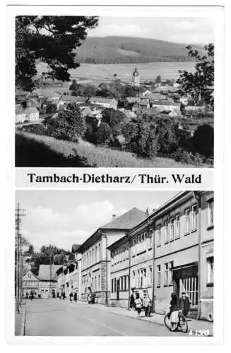 AK, Tambach-Dietharz, zwei Abb., Teilansicht und Straßenpartie, 1956