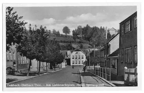 Ansichtskarte, Tambach-Dietharz, Am Liebknechtplatz, 1953