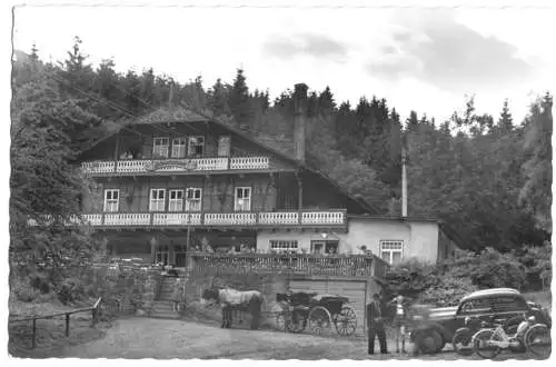 Ansichtskarte, Tabarz Thür. Wald, Schweizerhaus, Fahrzeuge, 1958