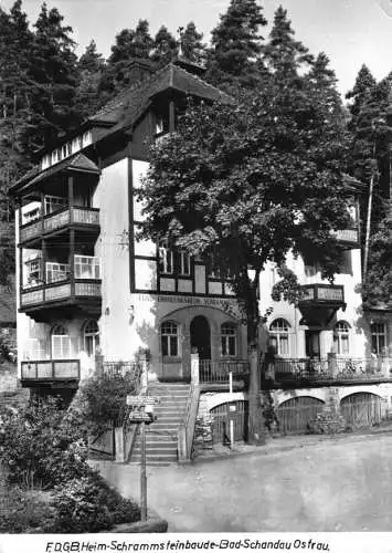 Ansichtskarte, Bad Schandau - Ostrau Sächs. Schweiz, FDGB-Heim "Schrammsteinbaude", 1967