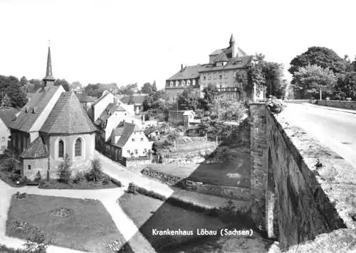 Ansichtskarte, Löbau Sachs., Blick zum Krankenhaus, 1968