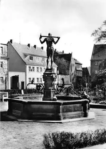 Ansichtskarte, Dohna Sachs., Marktplatz mit Brunnen, 1969