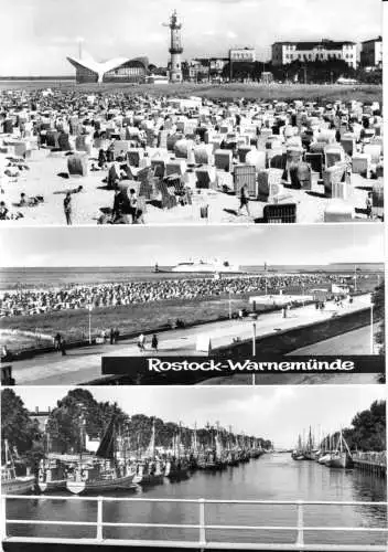 Ansichtskarte, Rostock Warnemünde, drei Abb., 1969