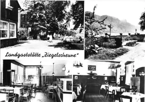 Ansichtskarte, Krippen Kr. Pirna, Landgastst. Ziegelscheune, 4 Abb