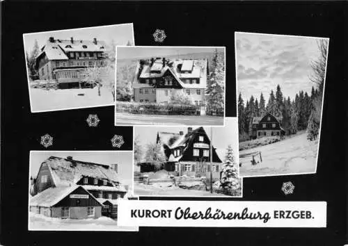 Ansichtskarte, Kurort Oberbärenburg, fünf Winteransichten, 1963