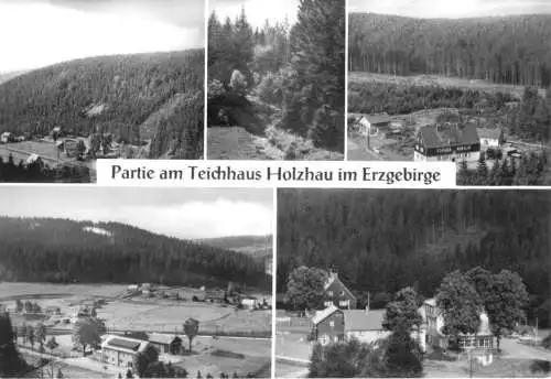 AK, Holzhau Erzgeb., fünf Abb., Partien am Teichhaus, 1974