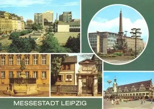 Ansichtskarte, Leipzig, fünf Abb., 1988