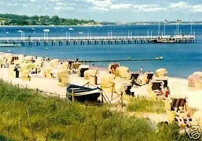 Ansichtskarte, Ostseebad Haffkrug, Strand mit Seebrücke, um 1972