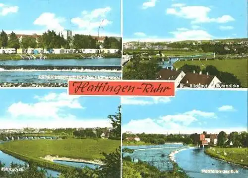 AK, Hattingen Ruhr, 4 Abb., u.a. Ruhrbrücke, ca. 1973