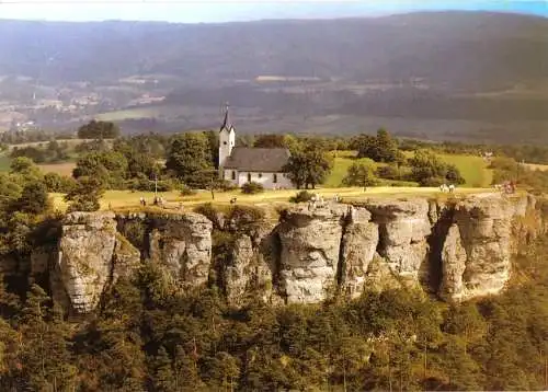 Ansichtskarte, Staffelstein, Staffelberg, Felsenkrone mit Adelgundis-Kapelle, 1992