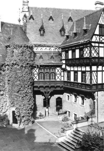 AK, Wernigerode Harz, Feudalmuseum Schloß Wernigerode, Innenhof, 1984