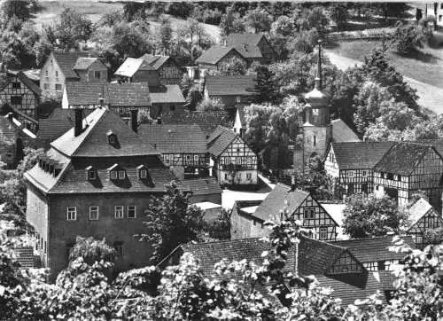 AK, Reschwitz Kr. Saalfeld, Teilansicht mit Kirche, 1980