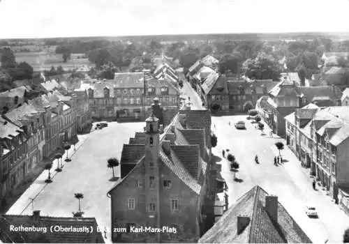 AK, Rothenburg Oberlausitz, Blick zum Karl-Marx-Platz, 1968