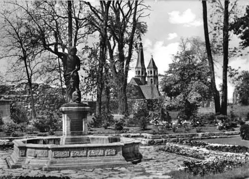 AK, Nordhausen, Promenade mit Neptunbrunnen, 1959