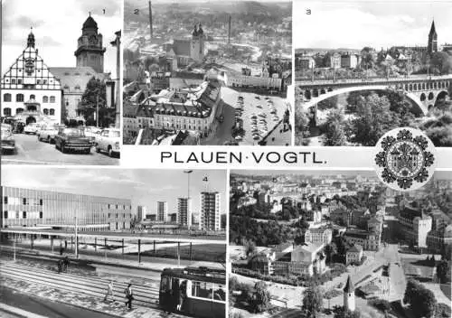 Ansichtskarte, Plauen Vogtl., fünf Abb., 1975