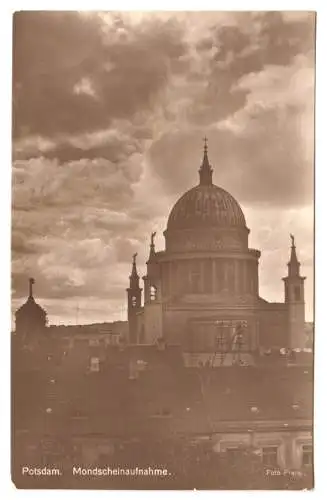 AK, Potsdam, Blick über die Stadt zur Nikolaikirche, Stimmungsbild, um 1930