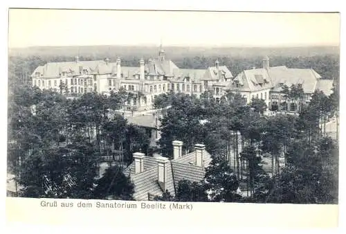 Ansichtskarte, Beelitz Mark, Teilansicht der Heilstätte, 1909