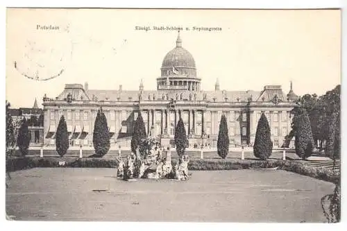 Ansichtskarte, Potsdam, Stadtschloß und Neptungrotte, 1908