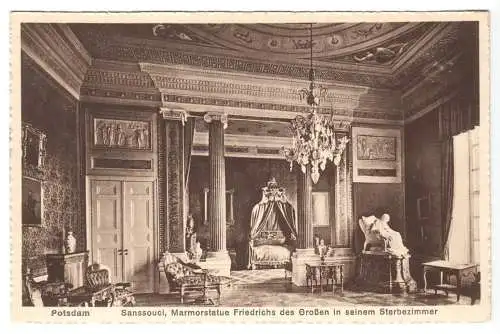 Ansichtskarte, Potsdam, Schloß Sanssouci, Sterbezimmer Friedrich des Großen, 1926