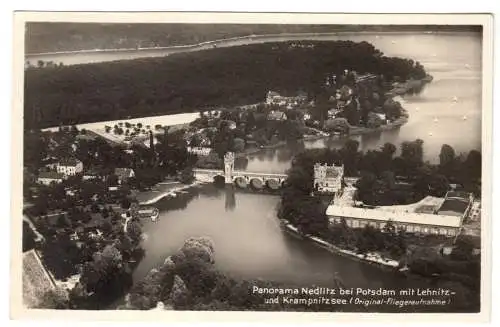 AK, Potsdam Nedlitz, Luftbild-Panorama mit Lehnitz- und Krampnitzsee, 1931