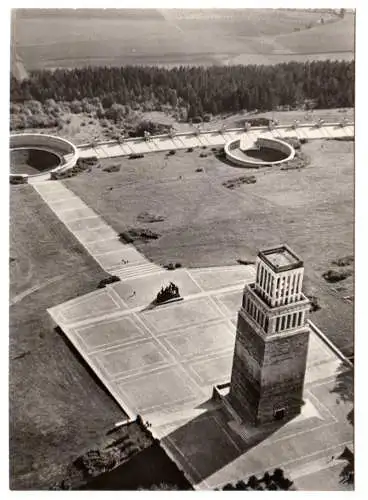 AK, Weimar, Mahn- und Gedenkstätte Buchenwald, Luftbildansicht, um 1970