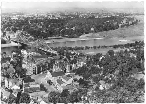 AK, Dresden, Teilansicht mit Blauem Wunder, 1959