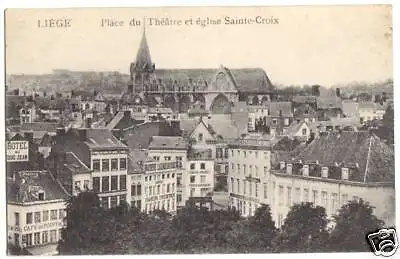 Ansichtskarte, Liége, Lüttich, Place du Théatre et église Sainte-C