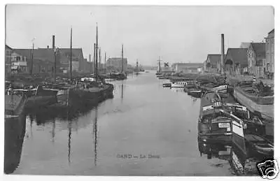 AK, Gand, Gent, Le Dock, Binnenschiffe, 1914