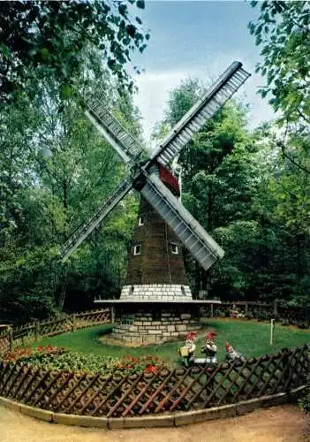 AK, Ibbenbüren, Sommerrodelbahn Märchenwald, Holländische Windmühle, um 1975