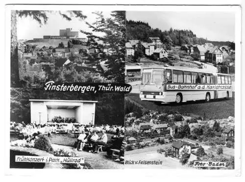 Ansichtskarte, Finsterbergen Thür. Wald, vier Abb., u.a. Bus, 1976