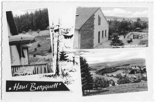 Ansichtskarte, Weringhausen über Finnentrop, Pension "Haus Bergquell", drei Abb., um 1962