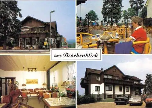 Ansichtskarte, Braunlage Hohegeiß, Hotel - Café Brockenblick, vier Abb., um 1990