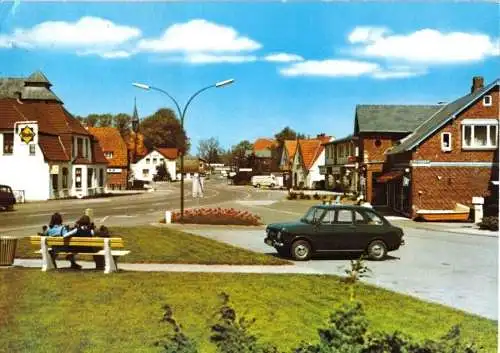 Ansichtskarte, Gelting Ostsee, Hauptstraße, belebt, um 1982