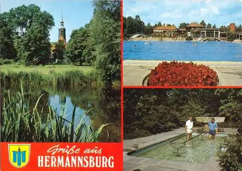 AK, Hermannsburg Südheide, drei Abb., um 1978