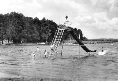 Ansichtskarte, Bad Saarow - Pieskow, Badestelle, Rutsche, 1969