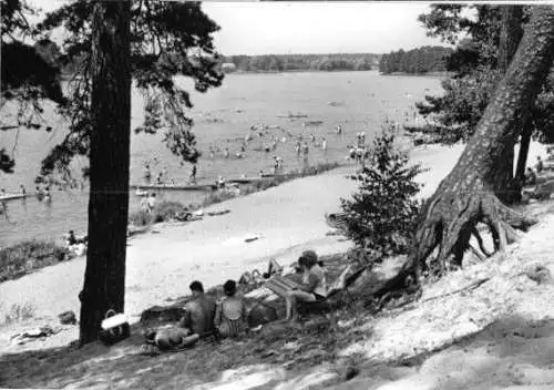 Ansichtskarte, Grünheide Mark, Badestelle am Peetzsee, belebt 1969