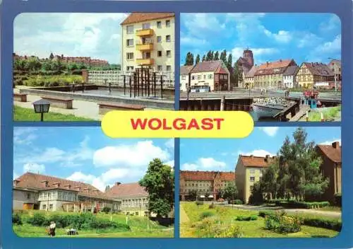 Ansichtskarte, Wolgast, vier Abb., 1980