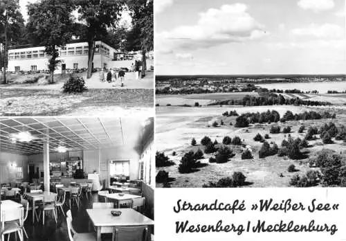 Ansichtskarte, Wesenberg Meckl., Strandcafé "Weisser See", drei Abb., 1973