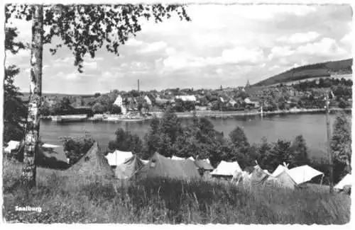 Ansichtskarte, Saalburg Saale, Zeltplatz, 1960