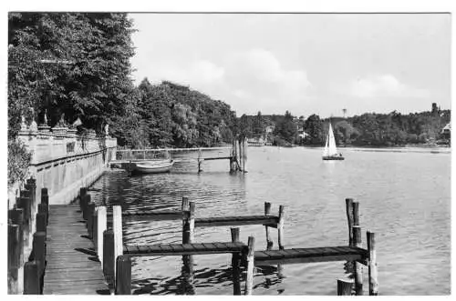 AK, Potsdam Nedlitz, Partie am Lehnitzsee, Bootsstege, 1962