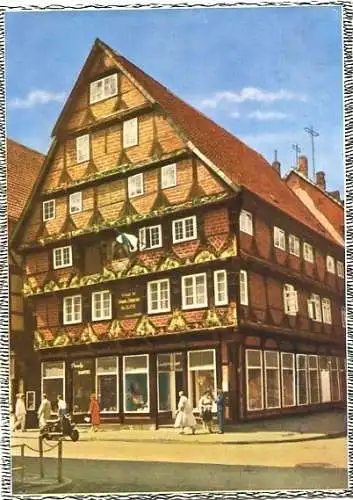 AK, Celle, Blick auf das Hoppener Haus, belebt, ca 1962