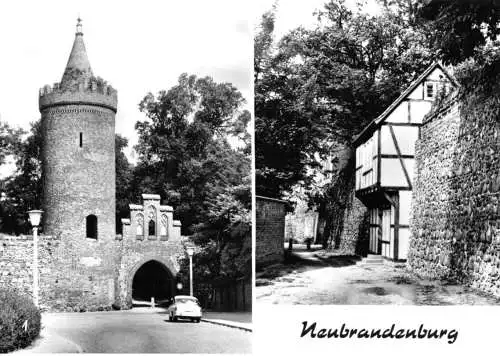 AK, Neubrandenburg, zwei Abb., Fangelturm und Wiek Haus, 1972